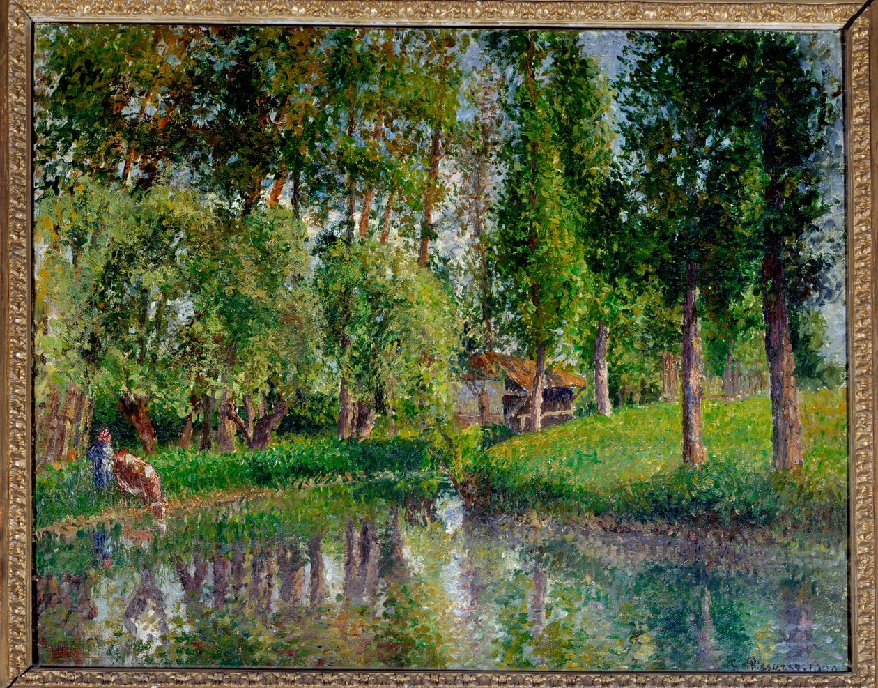 Tvätthuset i Bazincourt Målning av Camille Pissarro (1830-1903) 1900 Sön. 0,65x0,81 m Paris, musee d