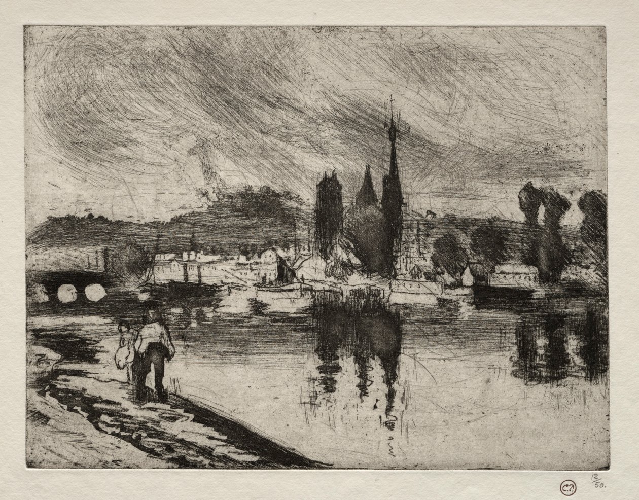 Utsikt över Rouen, 1884. av Camille Jacob Pissarro