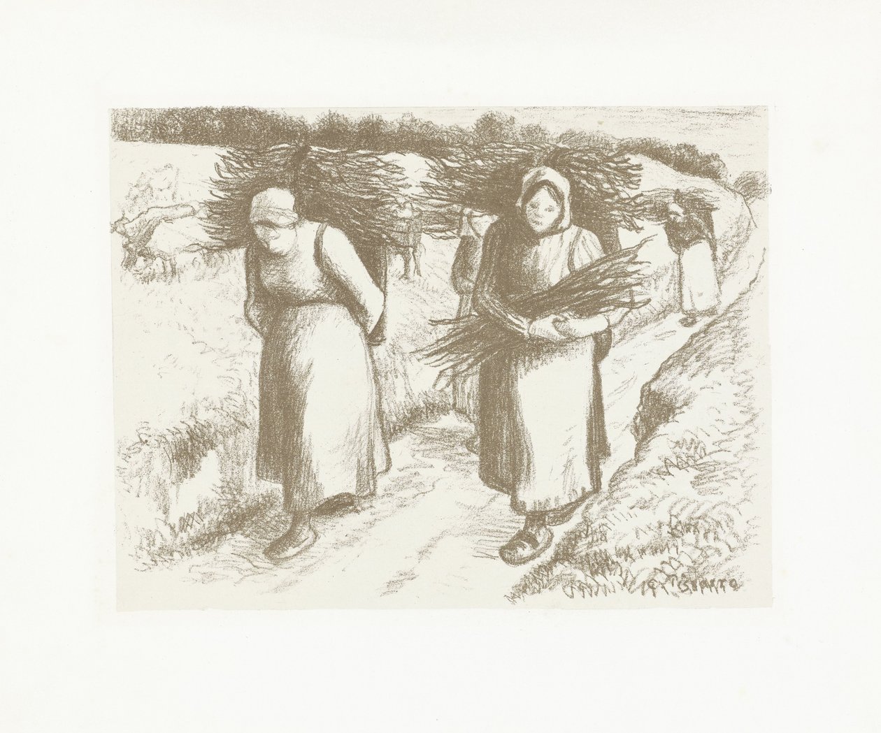 Kvinnor bär bögar Porteuses de fagott av Camille Jacob Pissarro