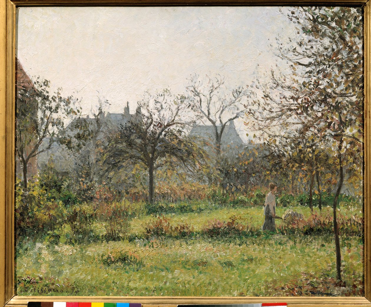 Kvinna i en fruktträdgård, höstmatiné, trädgård av Eragny Målning av Camille Pissarro (1830-1903) 1897 Sön. 0,54x0,65 m Paris, musee d
