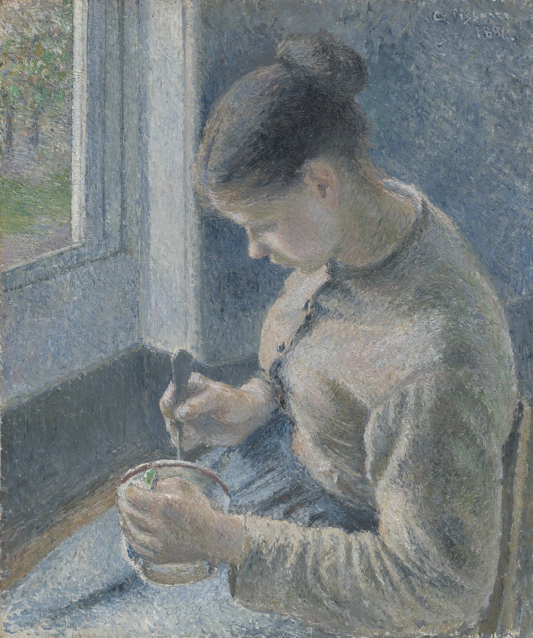 Ung bonde som dricker sitt kaffe, 1881 av Camille Jacob Pissarro