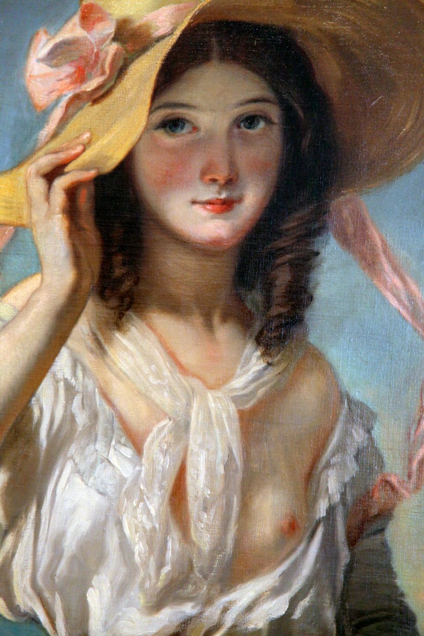 "Ung flicka med blommor", 1843 av Camille Joseph Etienne Roqueplan