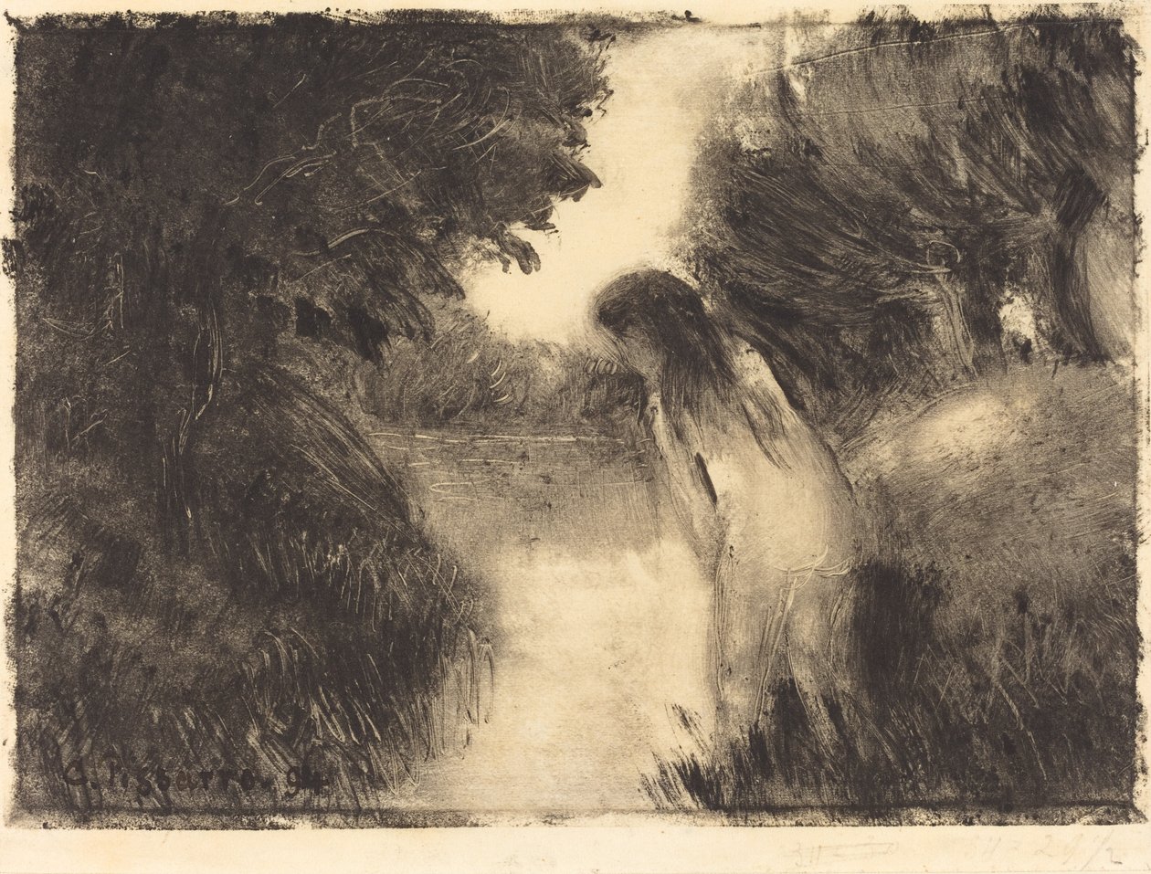 En badare, 1894. av Camille Pissarro