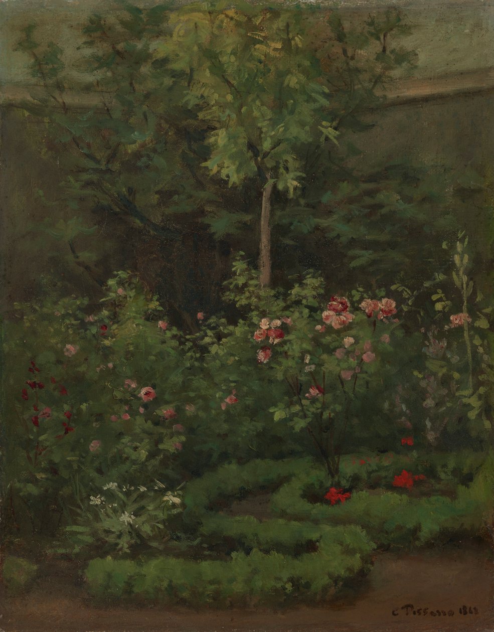 En rosenträdgård av Camille Pissarro