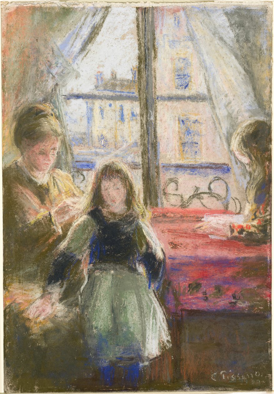 Vid fönstret, rue des Trois Frères av Camille Pissarro
