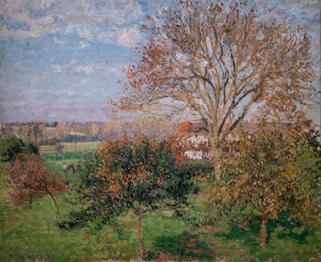 Höst, morgon i Eragny av Camille Pissarro