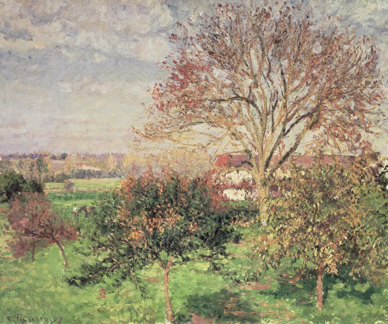 Höstmorgon på Eragny av Camille Jacob Pissarro