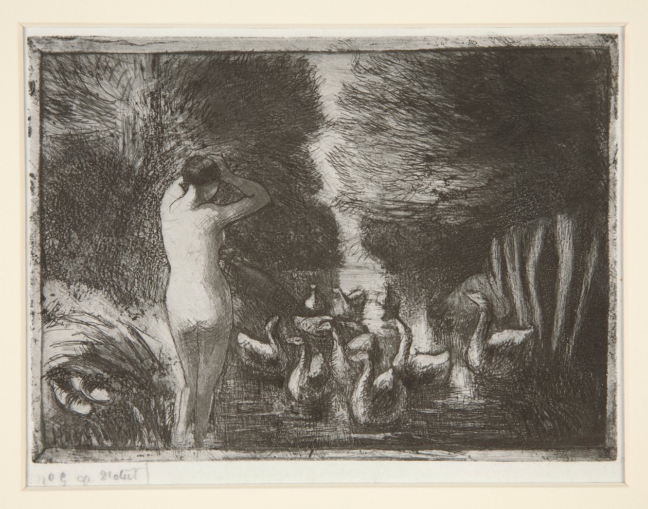 Badar med gäss (Baddar med gäss) av Camille Pissarro