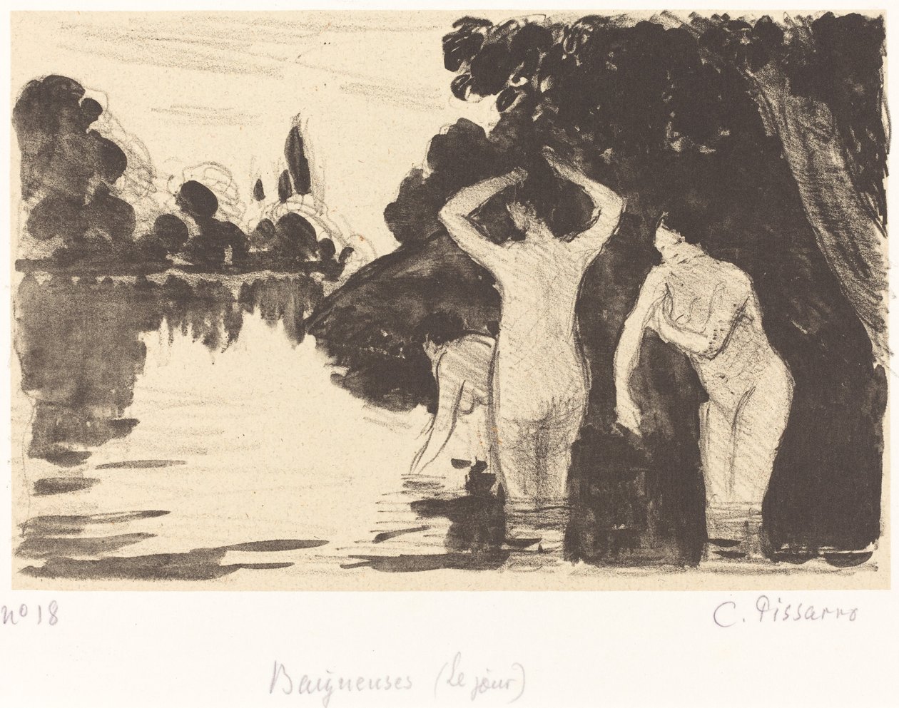 Badgäster, c. 1895. av Camille Pissarro