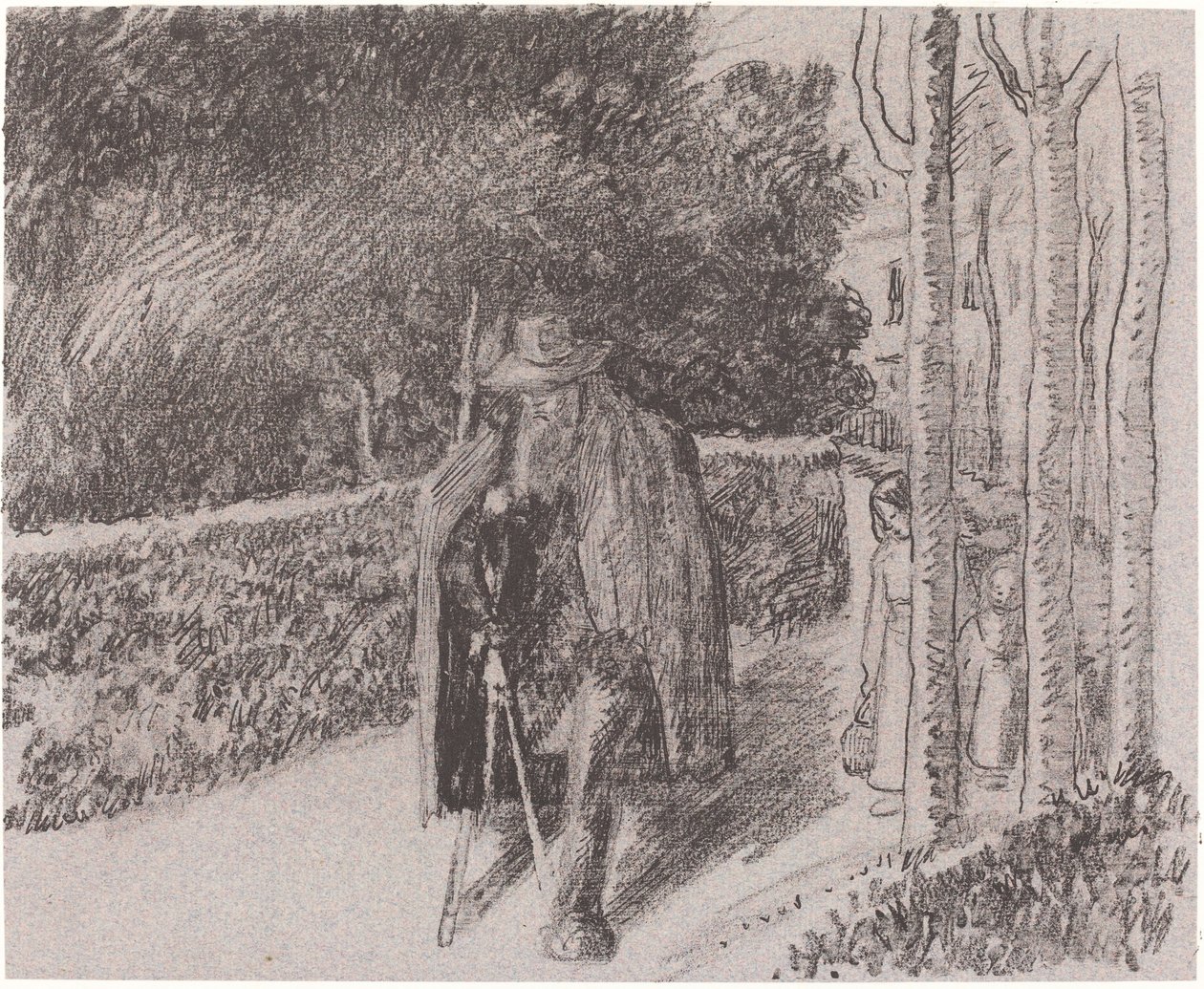 Tiggare med krycka (Mendiant a la bequille) av Camille Pissarro