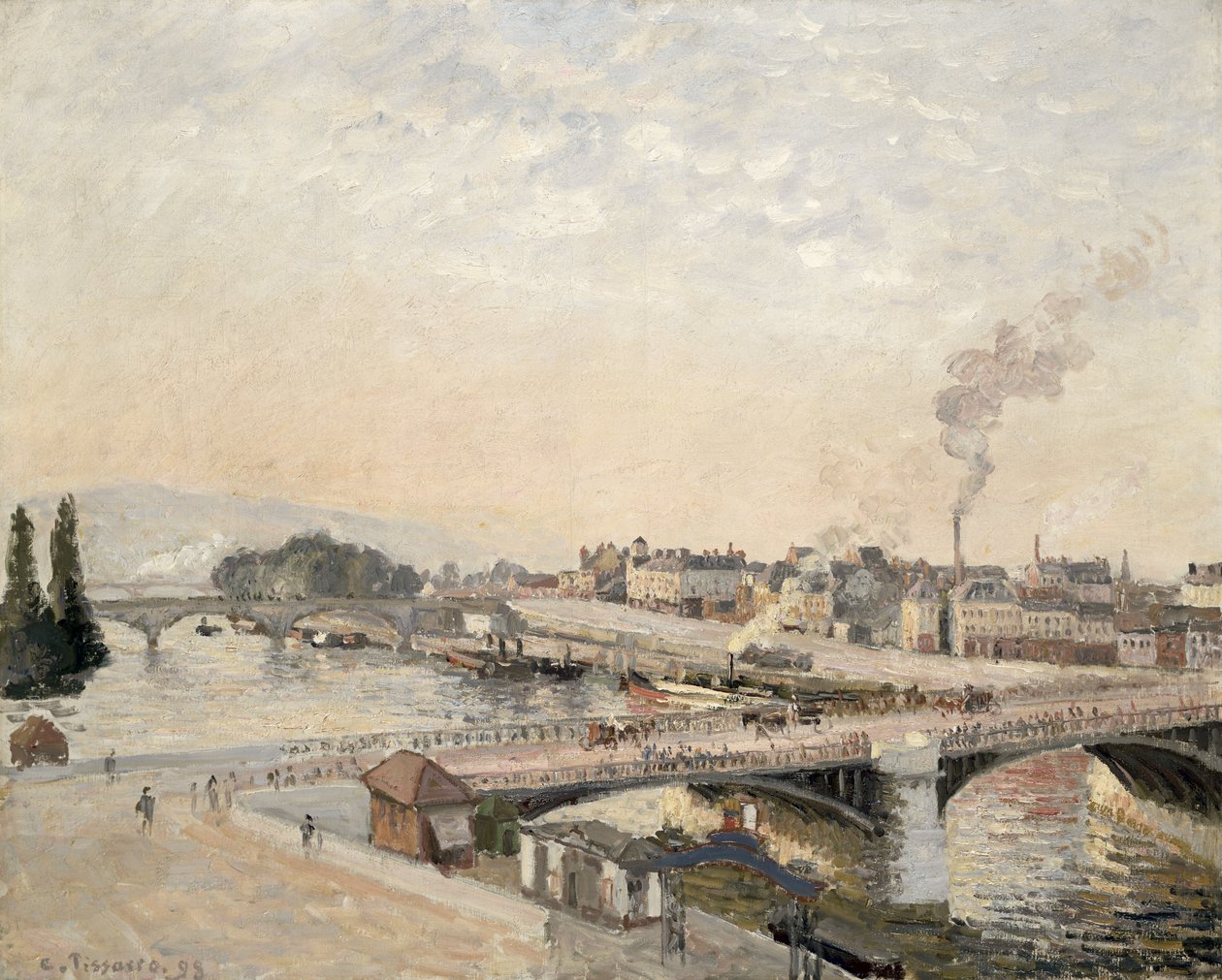 Boieldieu och Corneille broar av Camille Jacob Pissarro