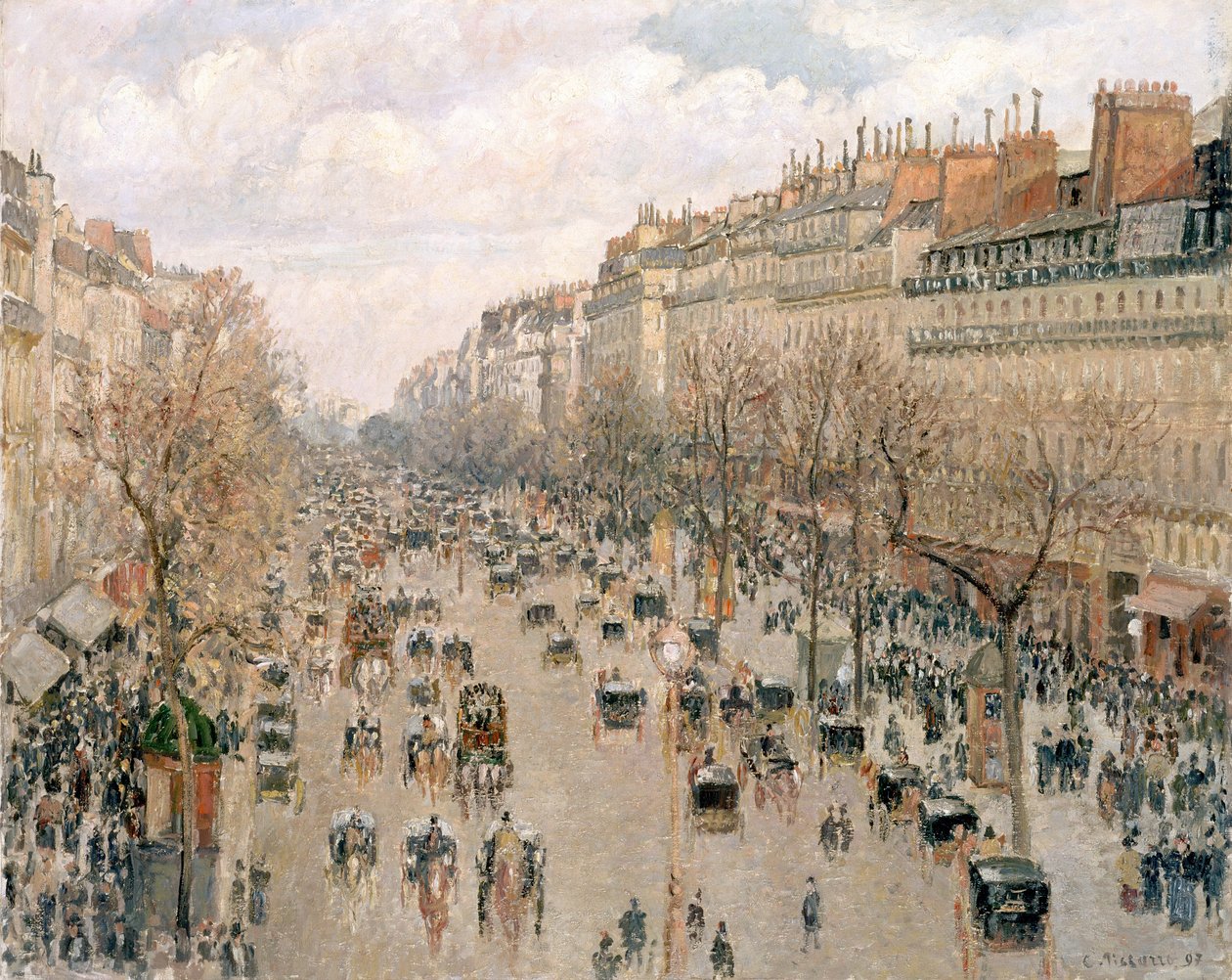 Boulevard Montmartre, eftermiddagssön av Camille Jacob Pissarro