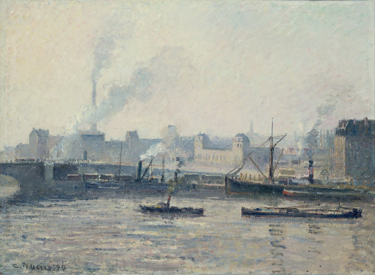 Camille Pissarro, 1896 - Saint-Sever-bron, Rouen, dimma av Camille Pissarro