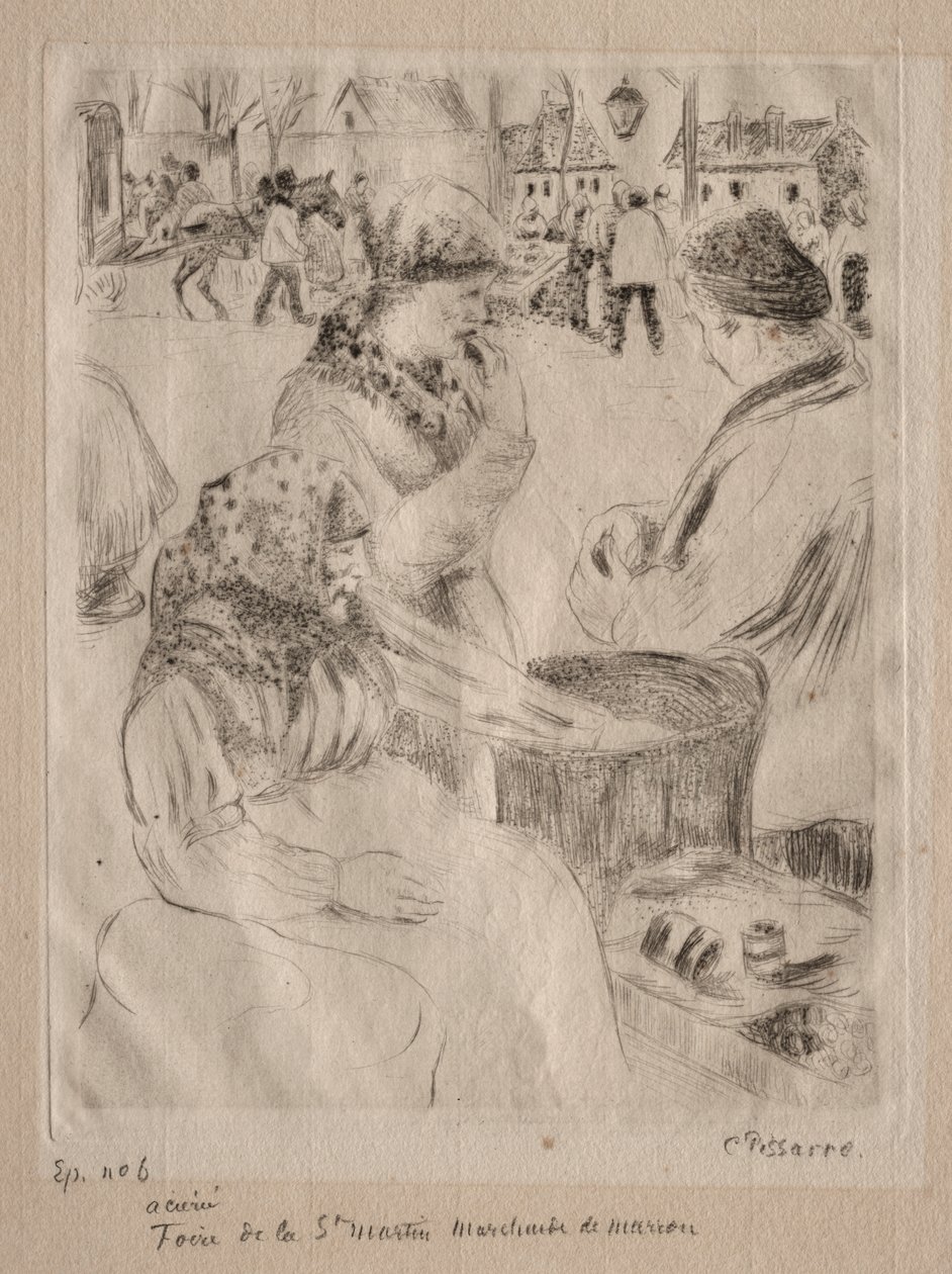Kastanjförsäljare av Camille Pissarro