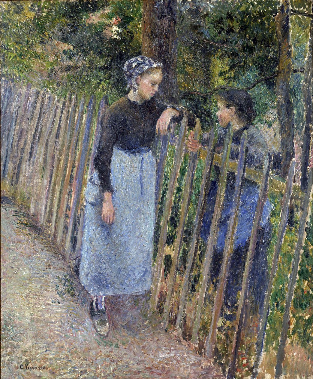 ""Konversation"" Målning av Camille Pissarro (1830-1903) cirka 1881 Dim 65,3x54 cm National Museum of Western Art, Tokyo av Camille Pissarro