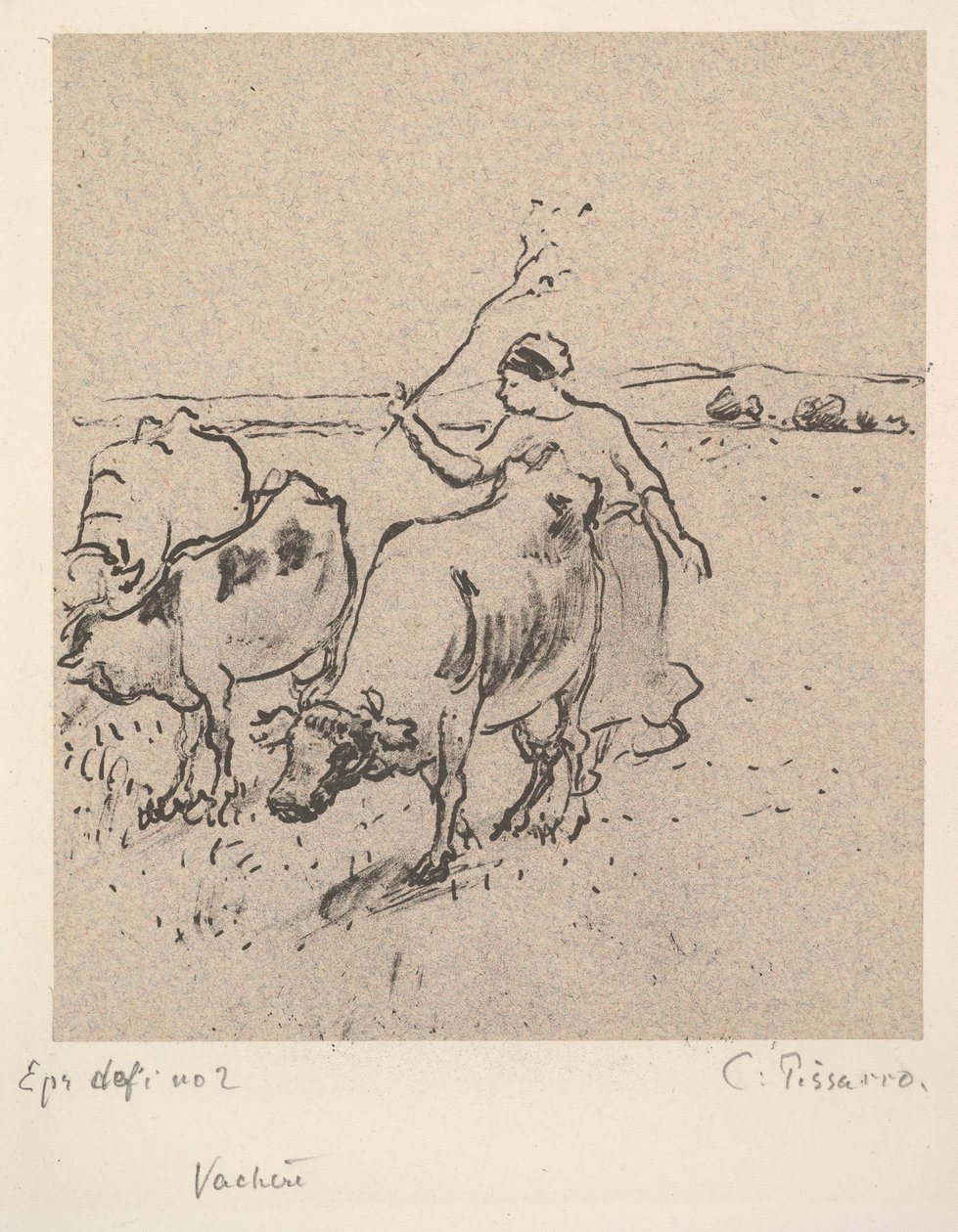 Koherde, ca. 1899. av Camille Jacob Pissarro