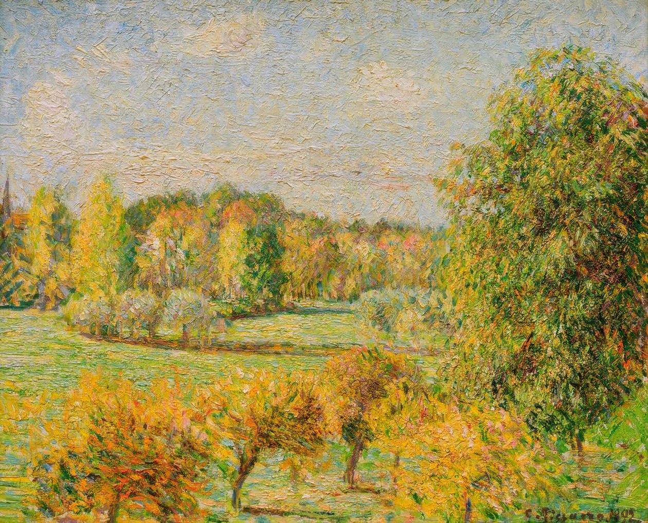 Hösteffekt, valnöt, Eragny av Camille Pissarro