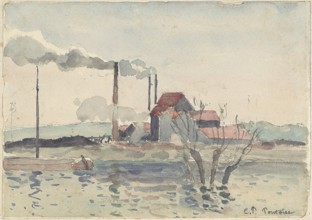 Fabrik på Oise i Pontoise, 1873. av Camille Pissarro