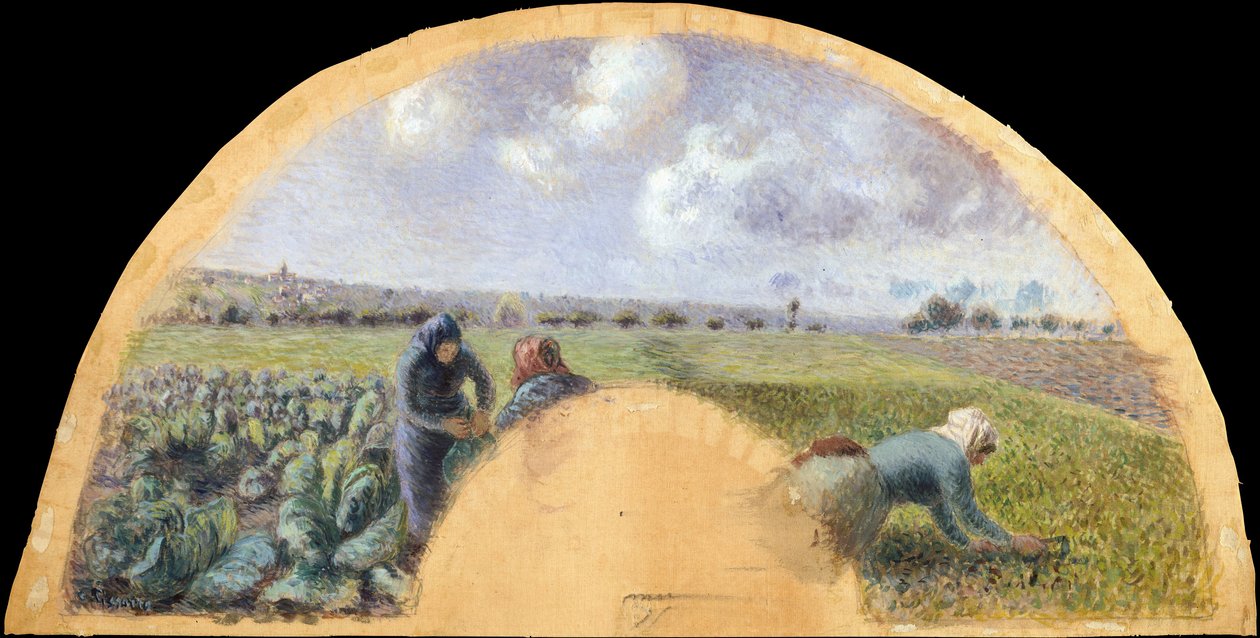 Fläktfäste: The Cabbage Gatherers, ca. 1878-79. av Camille Pissarro