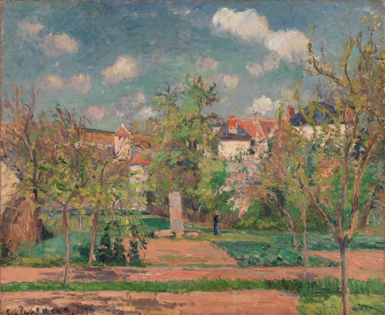 Trädgård i fullt solljus av Camille Pissarro