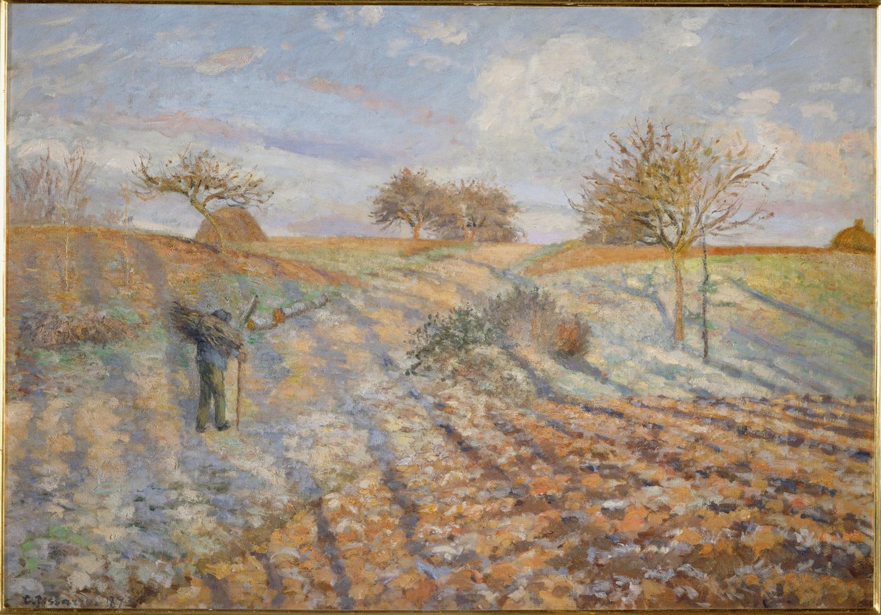 Gelee blanche (rimfrost) (olja på duk) av Camille Pissarro