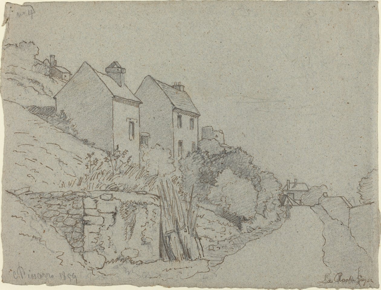 Hus vid en väg av Camille Pissarro