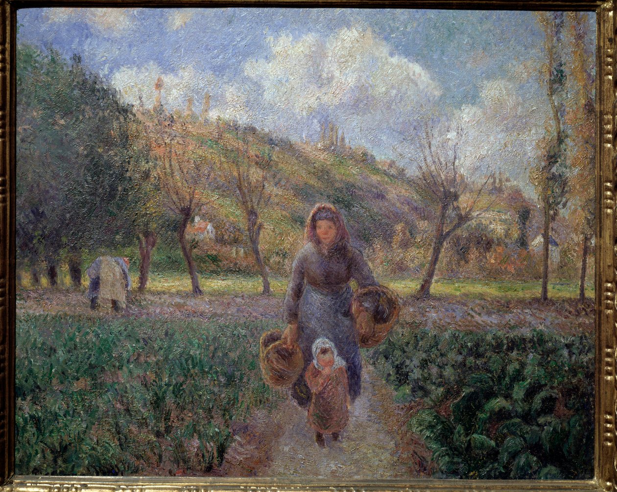 I grönsaksträdgården Målning av Camille Pissarro (1830-1903) 1881 Dim 45,5x55 cm Prags nationalgalleri av Camille Jacob Pissarro