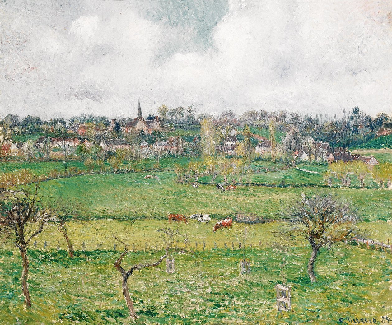 Kotava:  "Wiks va Bazincourt (trutca ke Pissarro)"
Franska:  Vue de Bazincourt av Camille Pissarro
