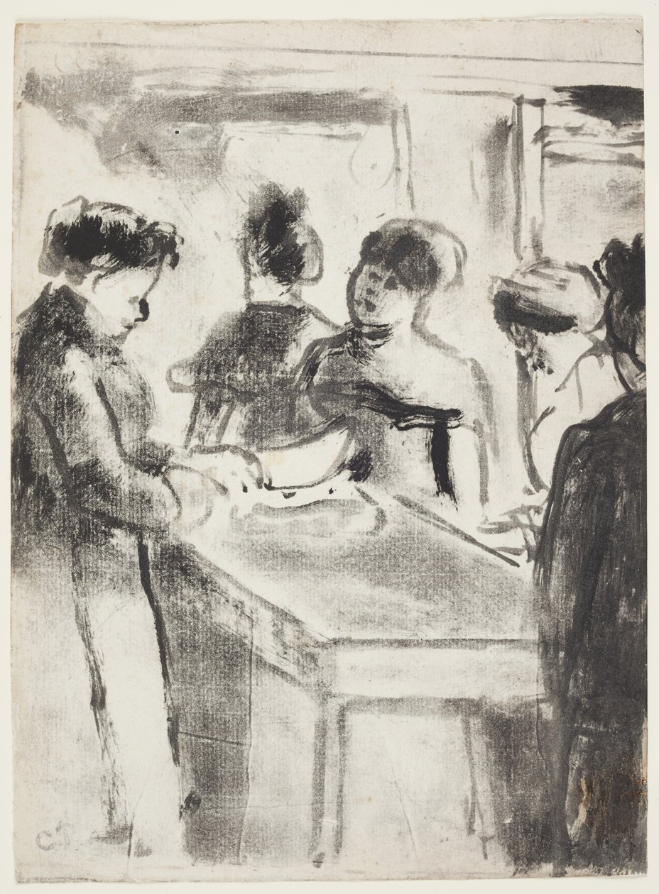 La Charcuterie (Fläskslagaren) 1895 (monotyp med handfärgning i djuptryck) av Camille Jacob Pissarro
