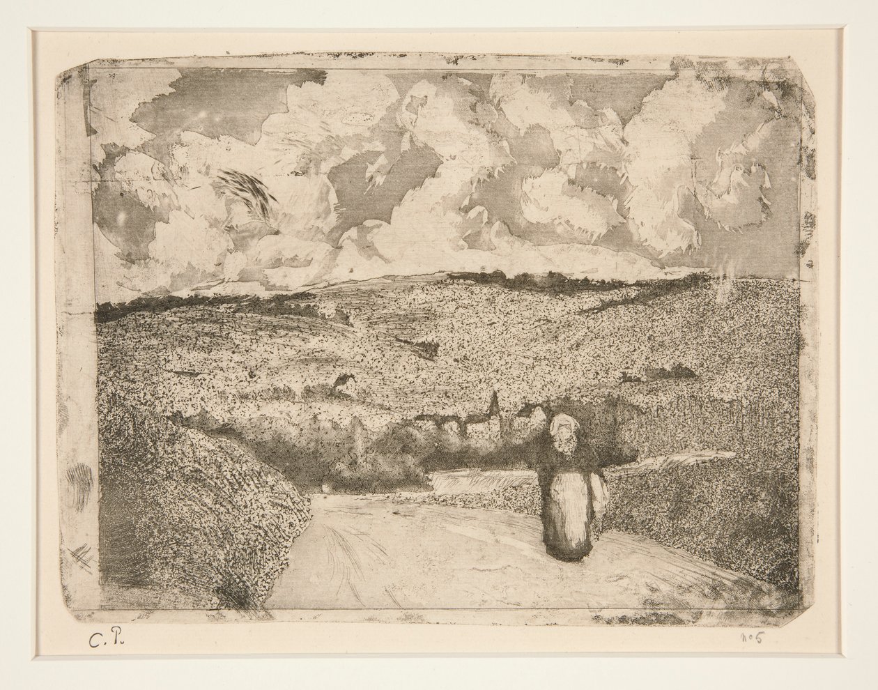 La Femme sur la route (Kvinnan på vägen) av Camille Pissarro