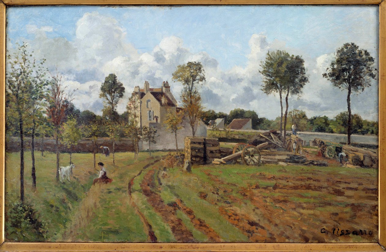 Landskap. Utsikt över Louveciennes. Målning av Camille Pissarro (1830-1903) 1872 sön. 0,51x0,81 m Paris, Orsay-museet av Camille Jacob Pissarro