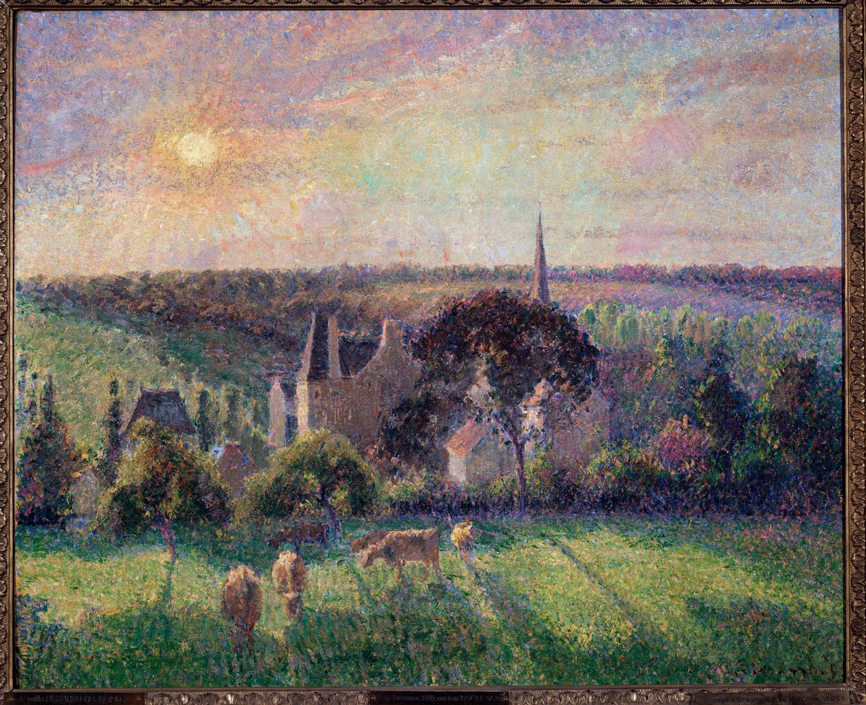 Landskap i Eragny, kyrka och gård Målning av Camille Pissarro (1830-1903) 1895 Sön. 0,6x0,73 m Paris, musee d