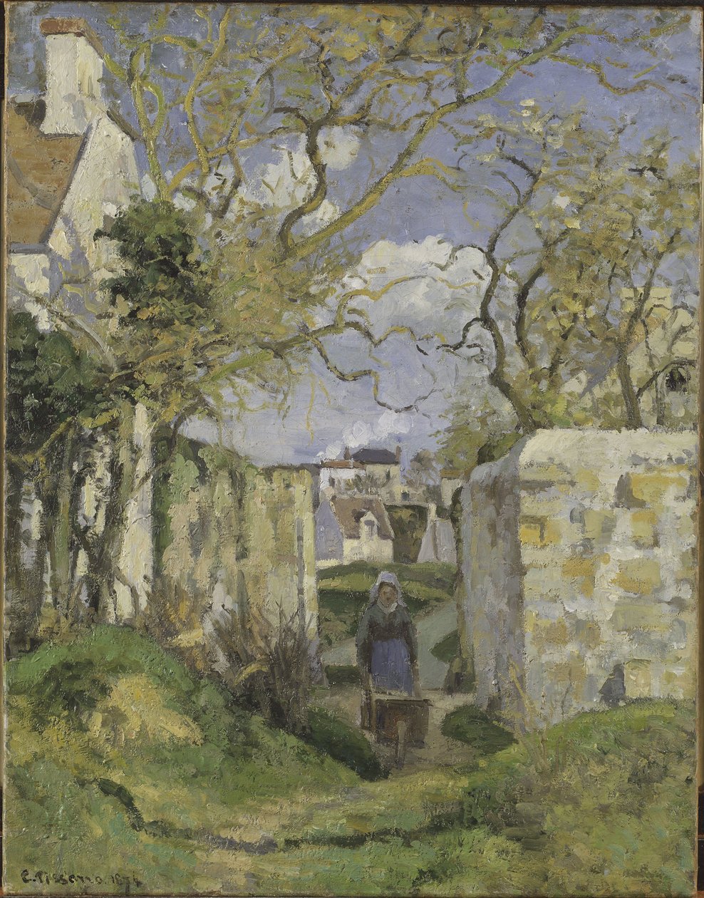 Landskap nära Pontoise, av Pissarro, Camille (1830-1903). Olja på duk av Camille Jacob Pissarro