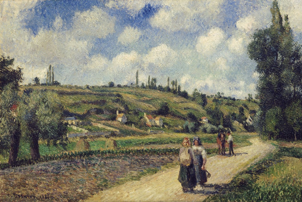 Landskap nära Pontoise, Auvers Road, 1881 av Camille Jacob Pissarro