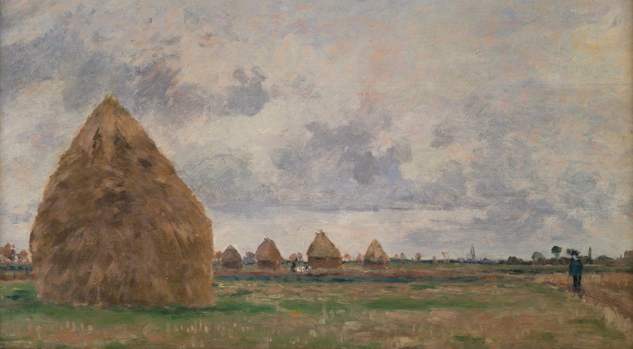 Landskap med höstackar av Camille Pissarro