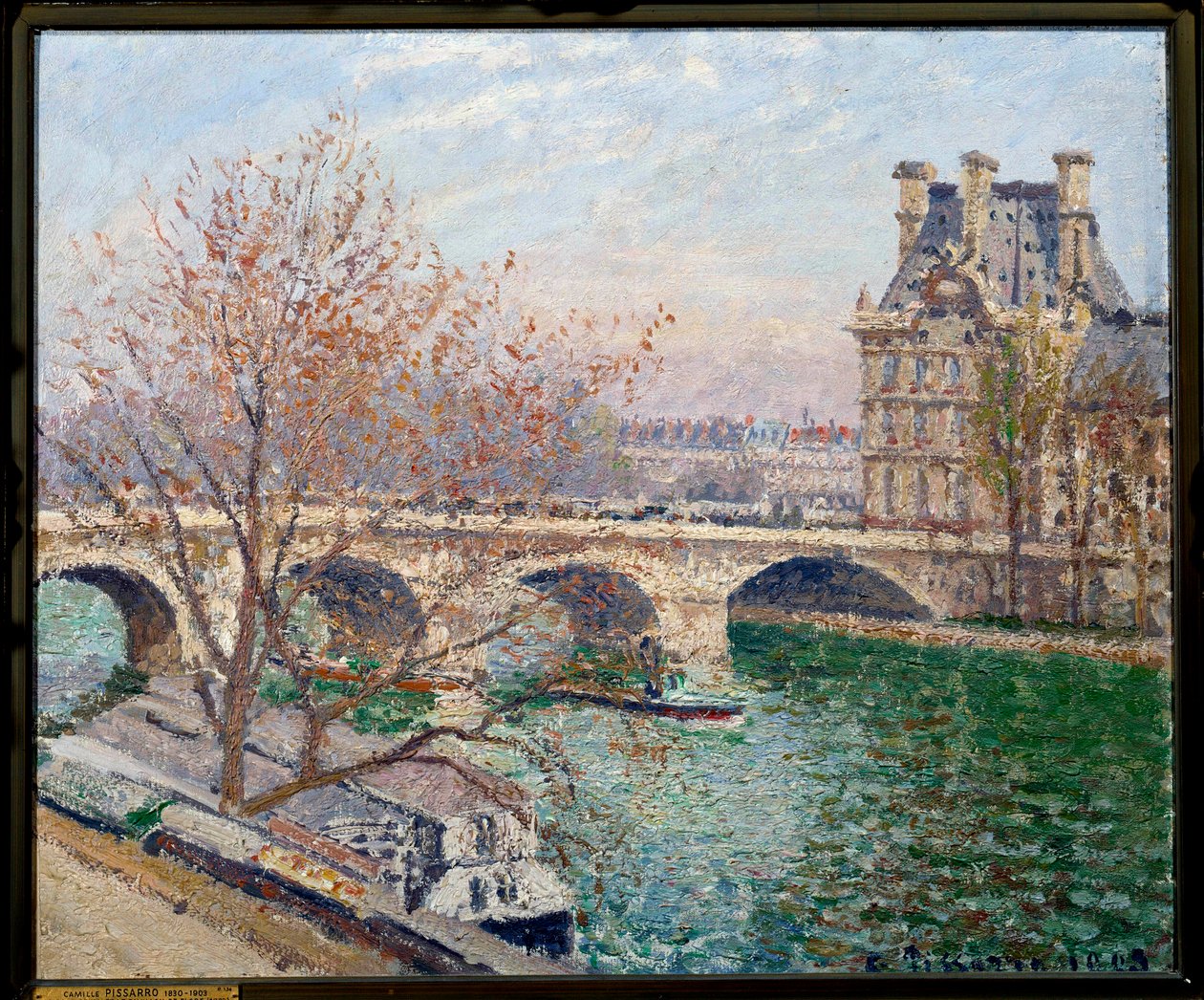Pont Royal och Pavillon de Flore-målningen av Camille Pissarro (1830-1903) 1903 Sön. 0,54x0,65 m Paris, Petro Palais Museum av Camille Jacob Pissarro