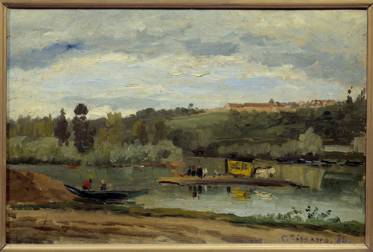 Färjan vid Varenne Saint Hilaire (Saint-Hilaire) Målning av Camille Pissarro (1830-1903) 1864 Dim 0,27x0,41 m Paris, musee d