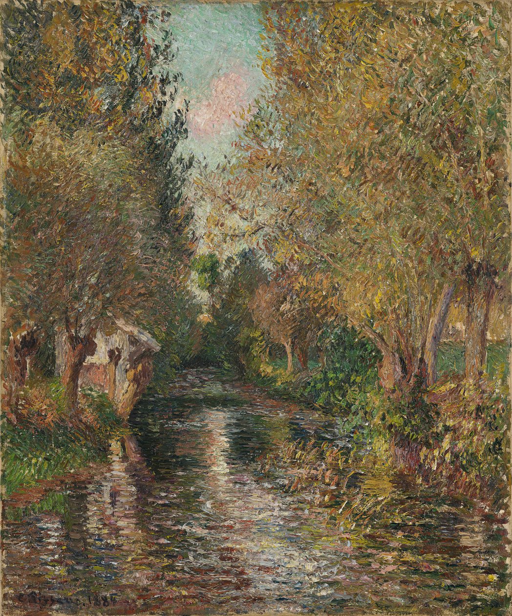 Tvättstugan vid Bazincourt av Camille Pissarro