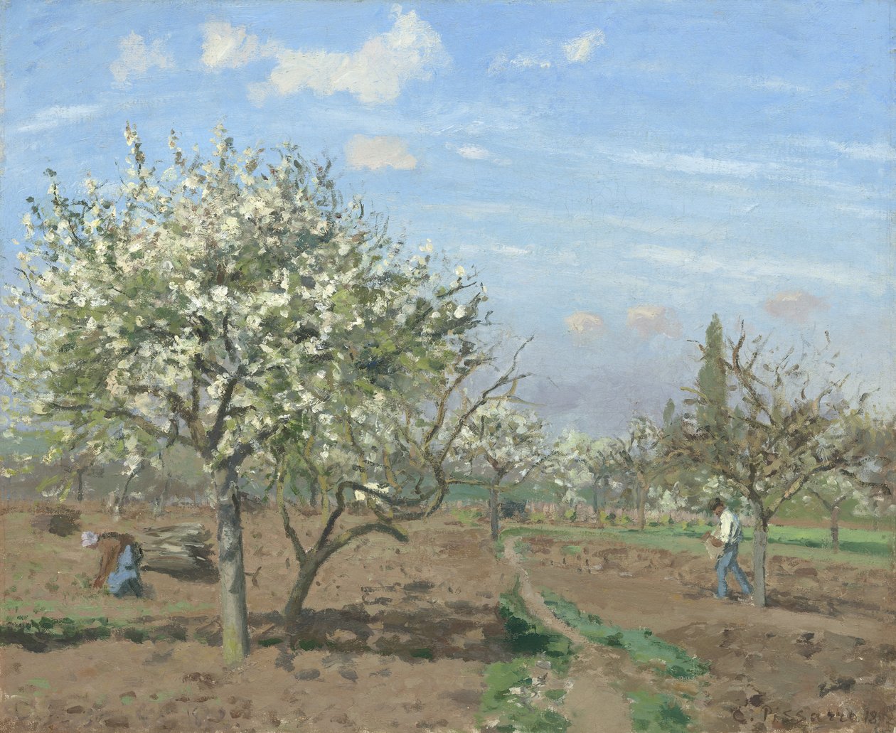 Orchard in Bloom, Louveciennes av Camille Jacob Pissarro