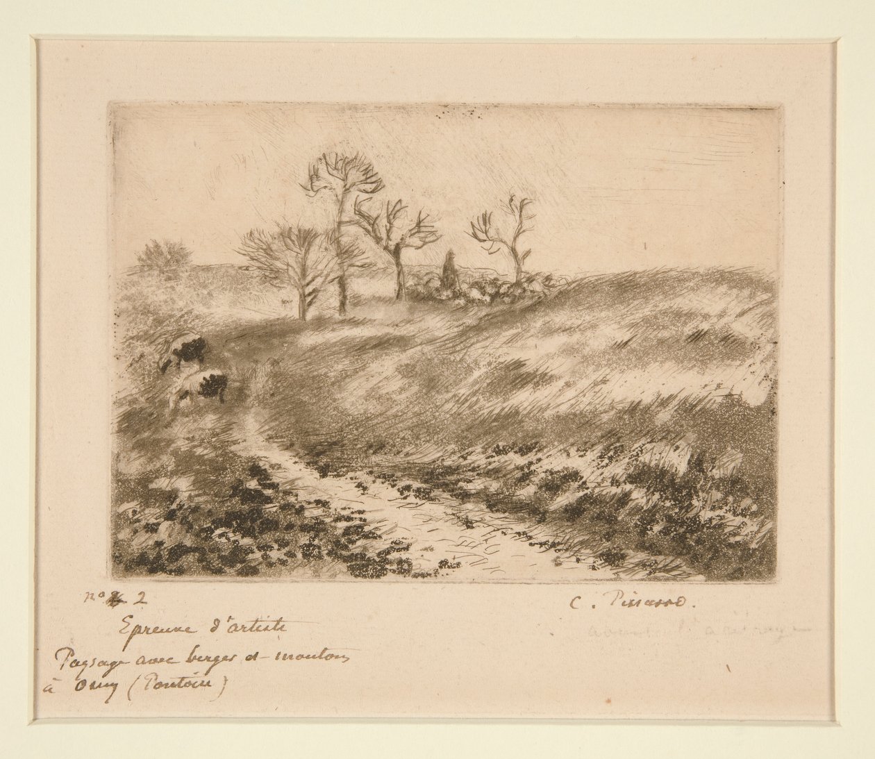 Landskap med herde och får, Osny (Landskap med herde och får på Osny) av Camille Pissarro