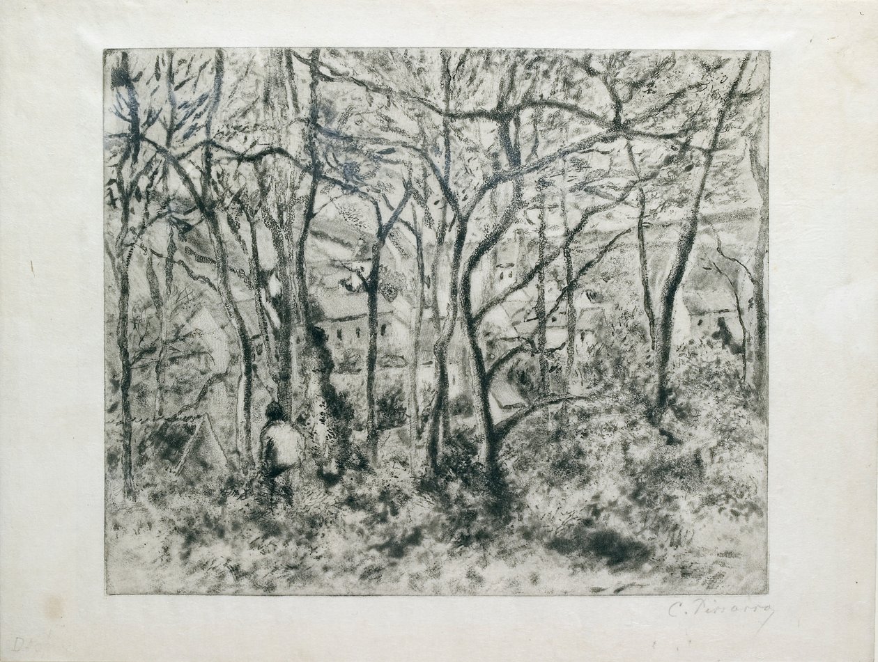 Landskap under trä, vid Hermitage Pontoise, 1879 av Camille Pissarro