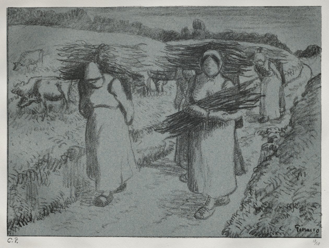 Bönder som bär fagots av Camille Pissarro