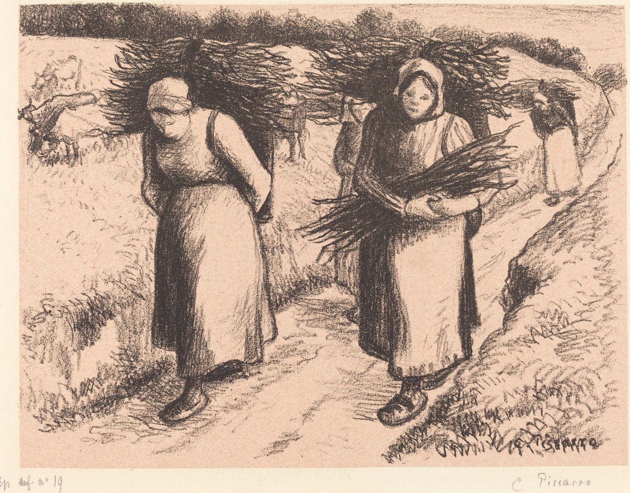 Bönder som bär pinnar Bönder som bär pinnar, 1896. av Camille Pissarro