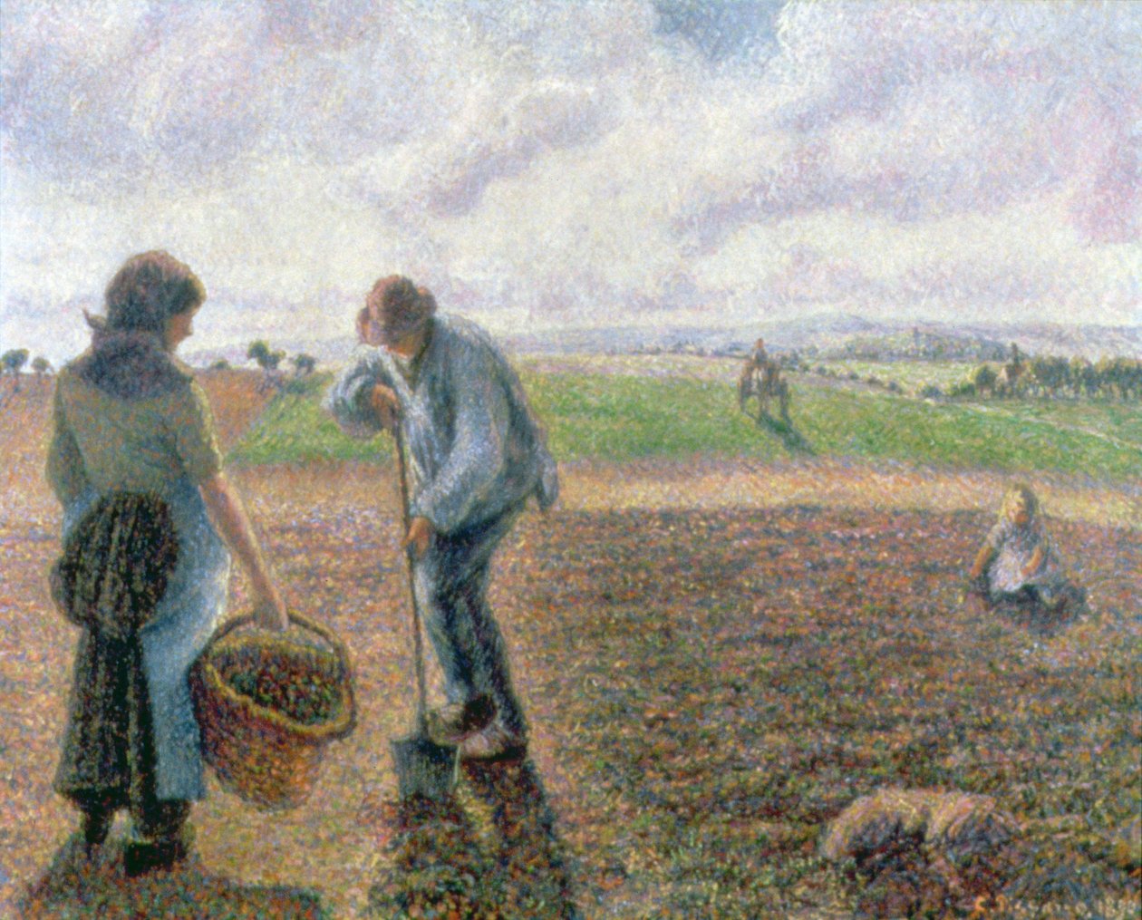 Bönder på fältet, Eragny av Camille Jacob Pissarro
