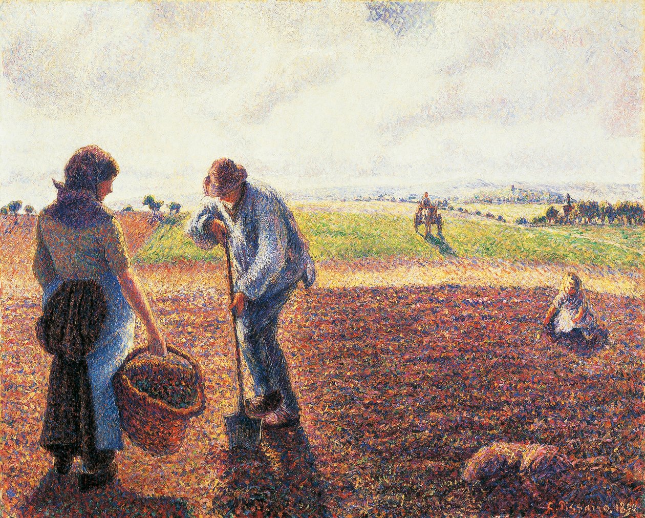 Bönder på fältet, Eragny av Camille Pissarro