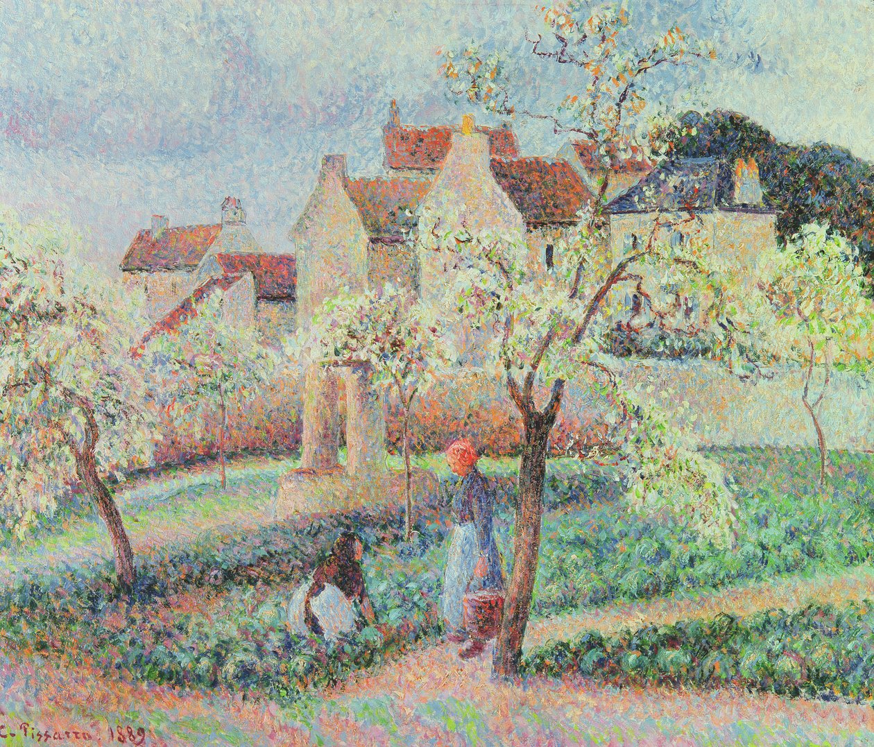 Plommonträd i blom, 1889 av Camille Jacob Pissarro