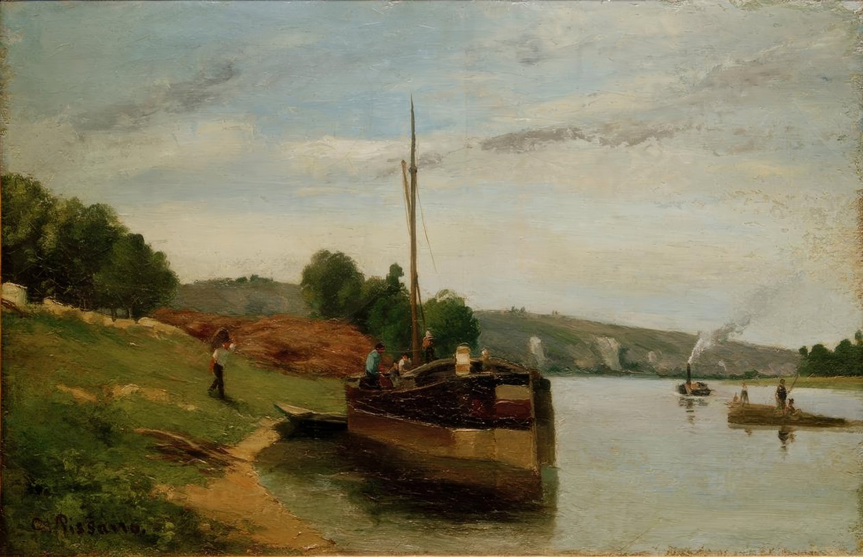 Pråmar på Seine av Camille Jacob Pissarro