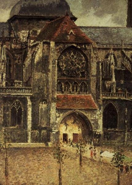 Portal av kyrkan St. Jacques, Dieppe av Camille Pissarro