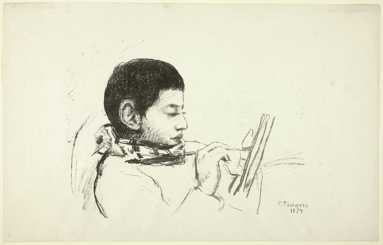 Porträtt: Lucien Pissarro av Camille Pissarro