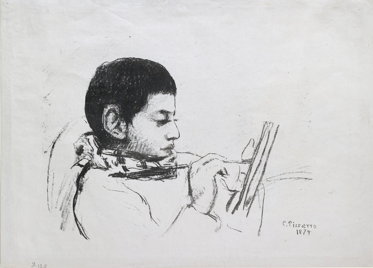 Porträtt av Lucien Pissarro, 1874 av Camille Pissarro
